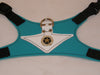 Gatsby:  White on Turquoise Leather - Gold, Silver and Black Star
