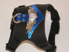 Metallic Blue on Black Leather with Crystal Heart and Wings