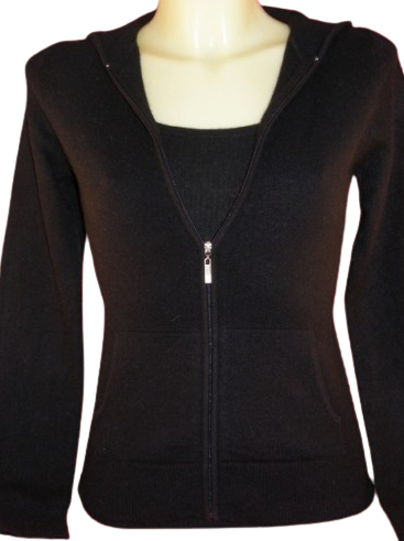 Cashmere zip up Hoody in Black